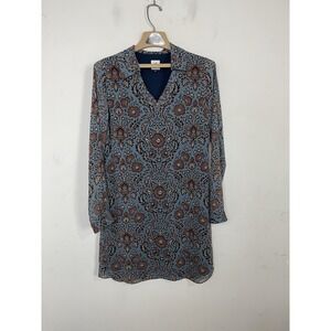 Cabi Womens Dress Small Blue Dark Floral Flowy Old Money Country Timeless